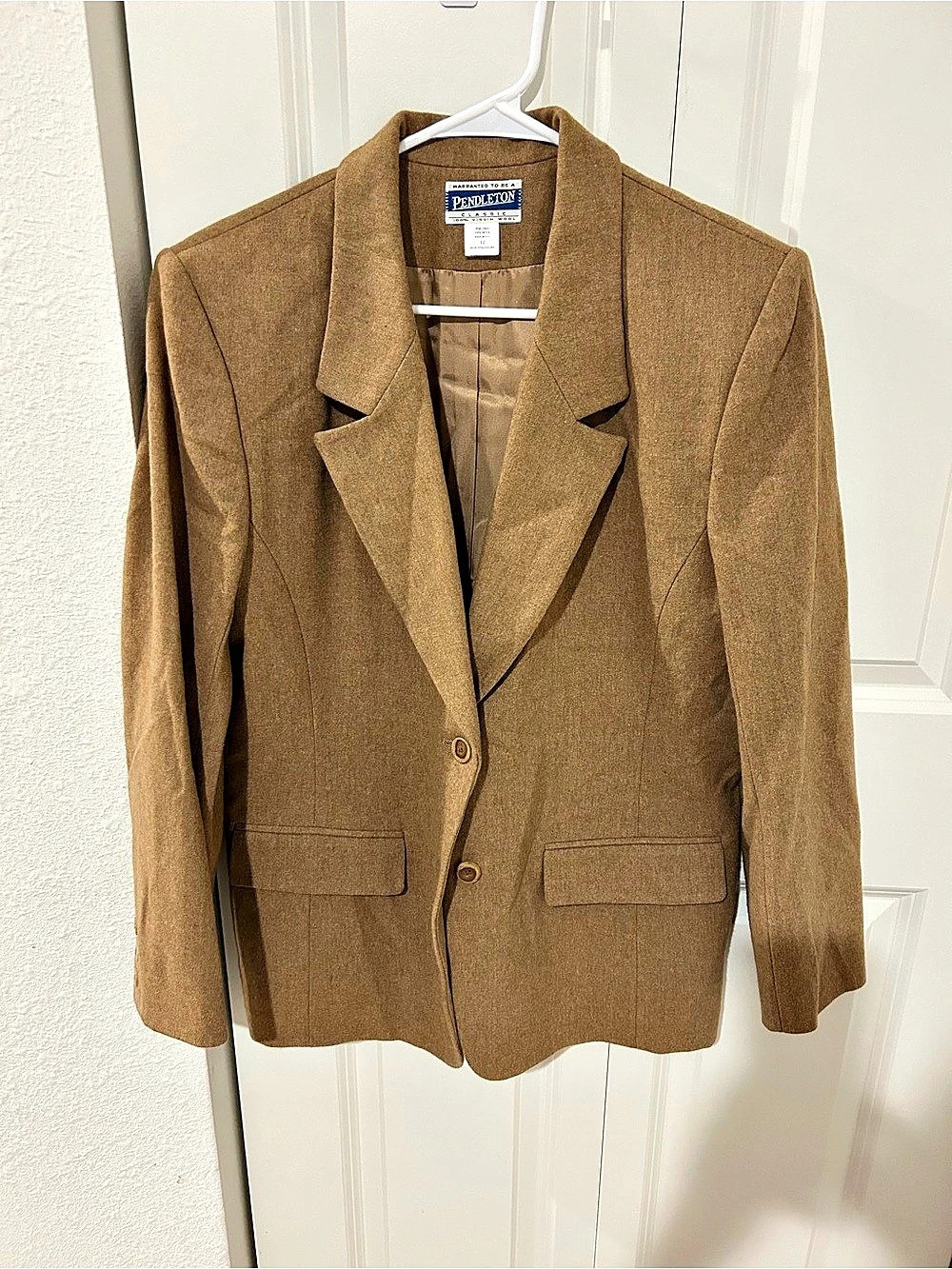 Vintage Pendleton Classic Camel Wool Blazer Size 12